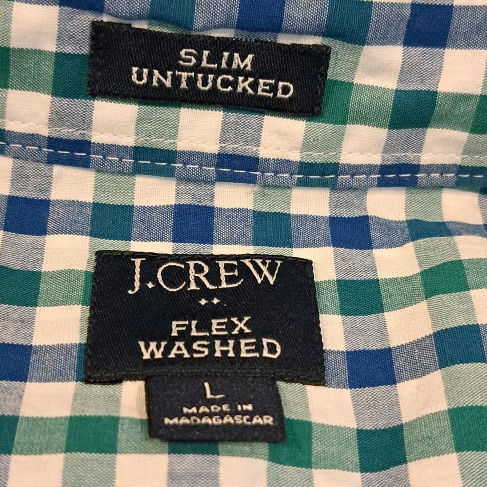 J. Crew Men's L Slim Untucked Flex Washed Long Sleeve Plaid Shirt Style #BE209 - Picture 3 of 13